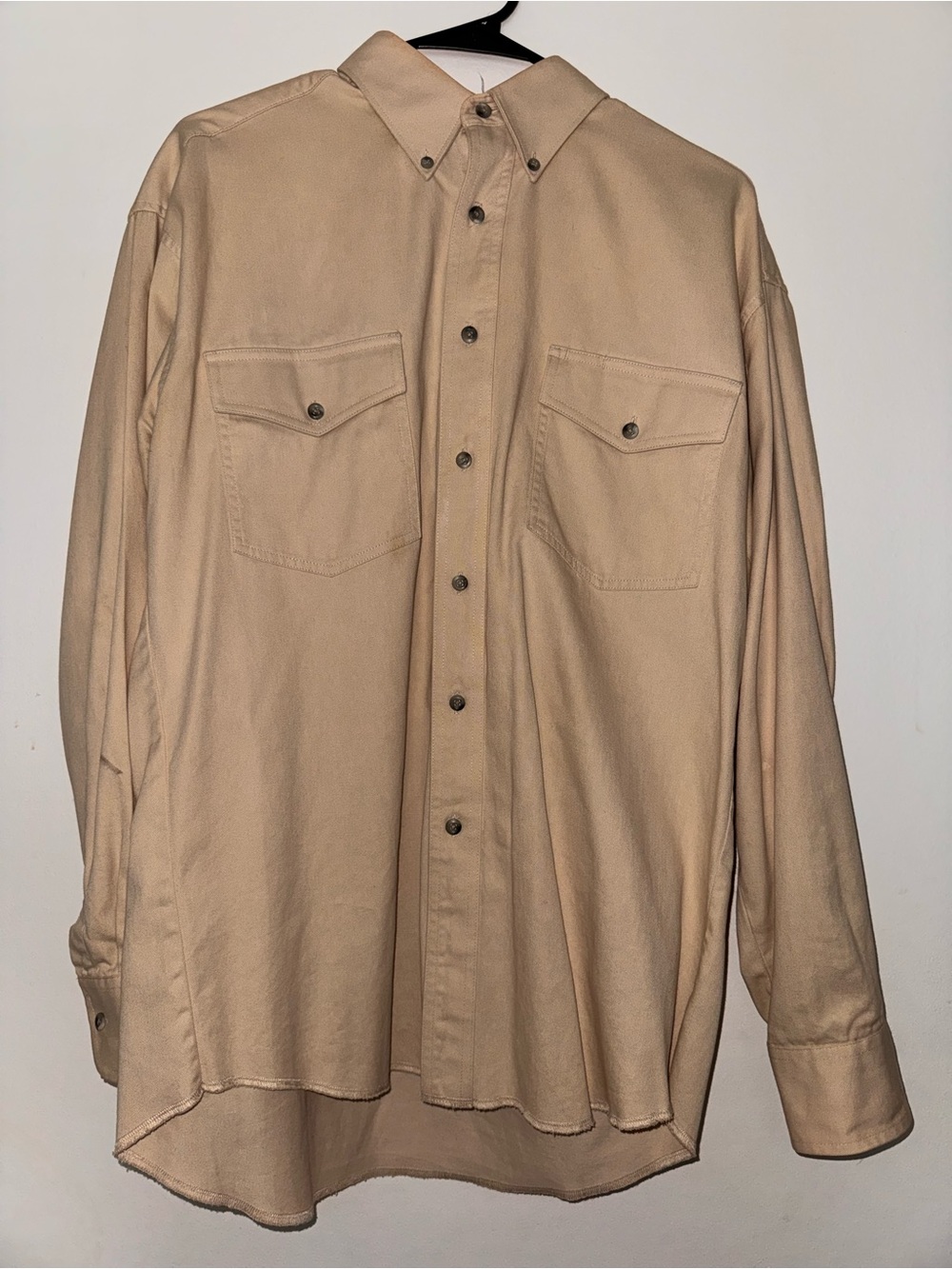 Wrangler Men's Tan Western Button-Up Workshirt - Classic Long Sleeve